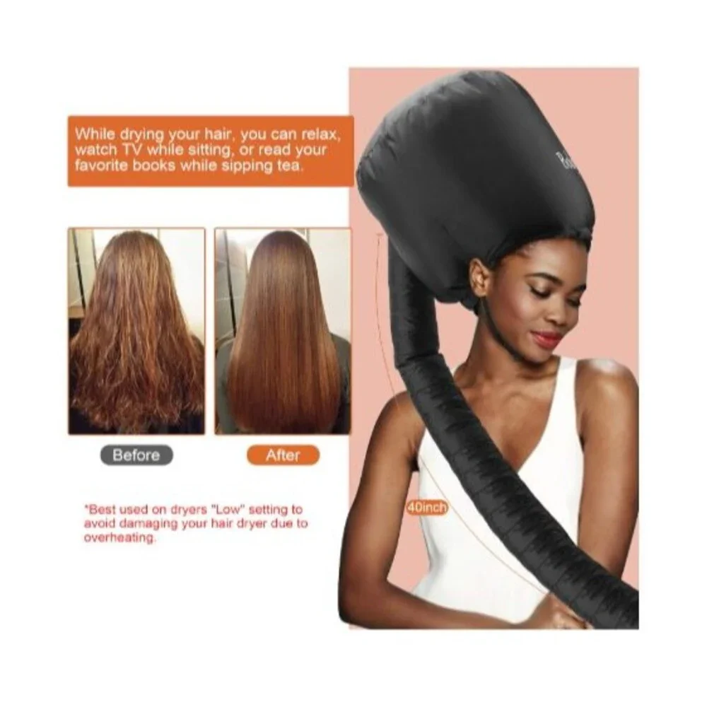 Hair Dryer Bonnet, Large Bonnet Hooded Hair Dryer Attachment for Speeds Up Dryin